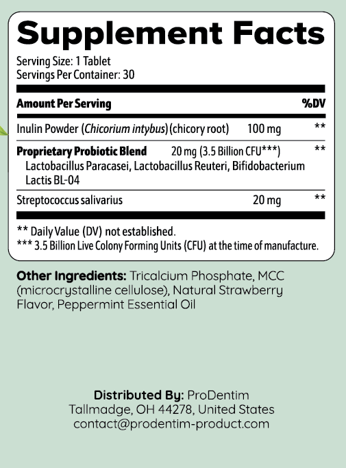 Prodentim Label